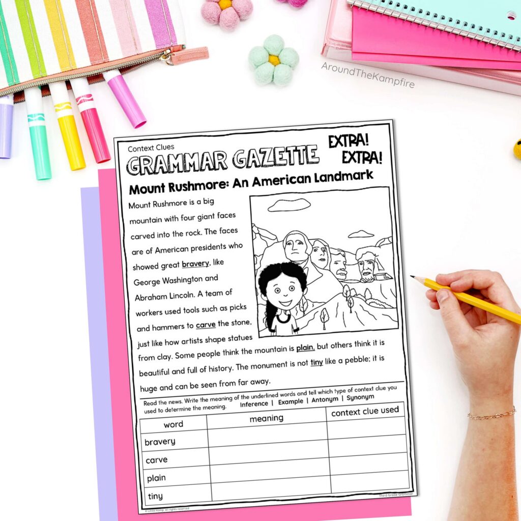 Context clues worksheet