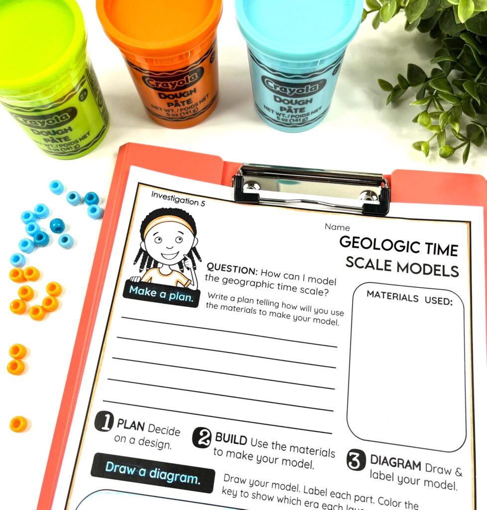 Lab recording sheet for the geologic time scale activity.