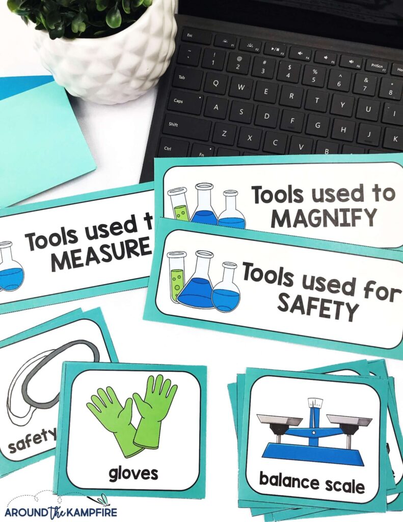 science tools sorting activity for kids