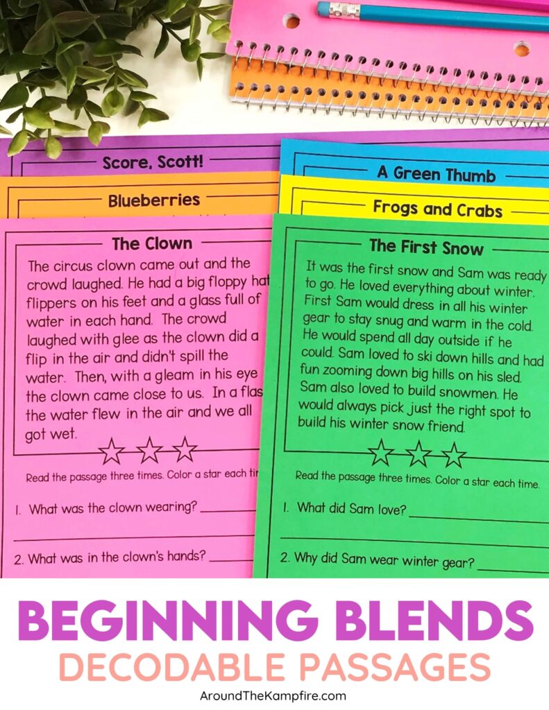 beginning blends decodable passages