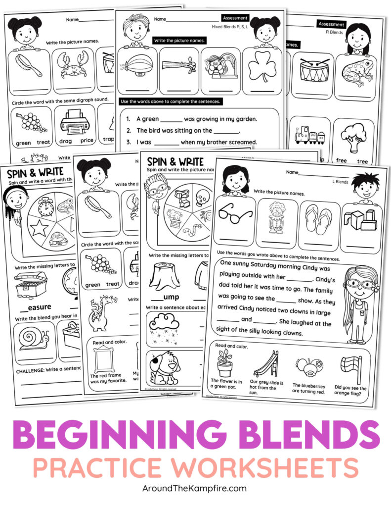 beginning consonant blends phonics worksheets