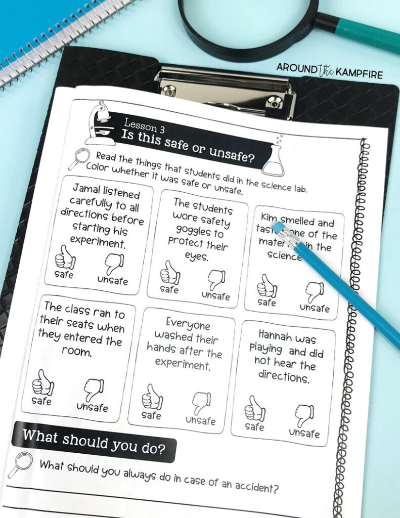 What to teach in science at the beginning of the year-Back to school teaching ideas and science activities for 2nd and 3rd grade to introduce scientists, science tools, science safety, and the scientific method.