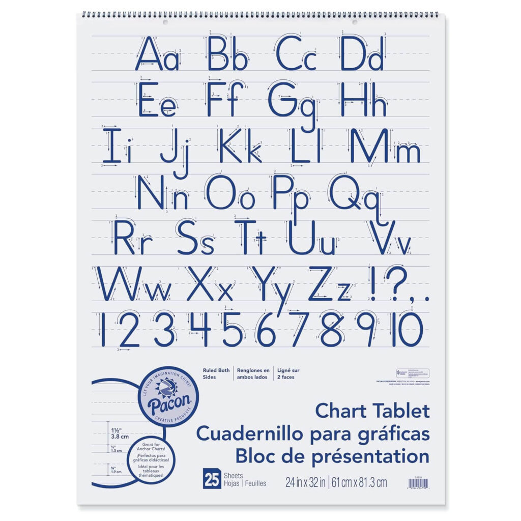 lined chart paper. 