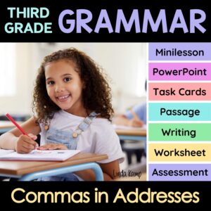 Commas in addresses 3rd grade grammar unit.