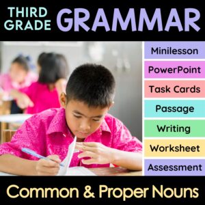 Common and proper noun activities unit for 3rd grade grammar.
