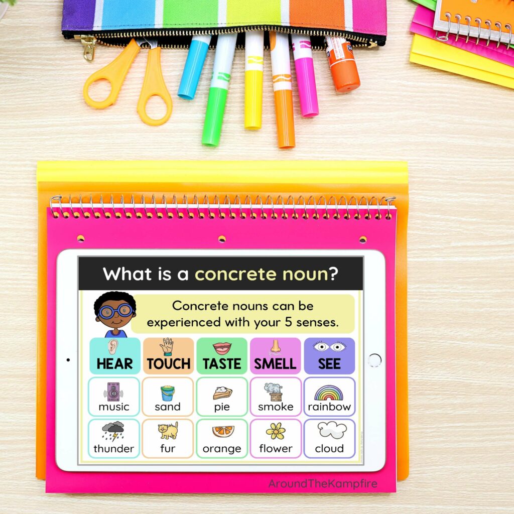 concrete and abstract nouns lesson slides