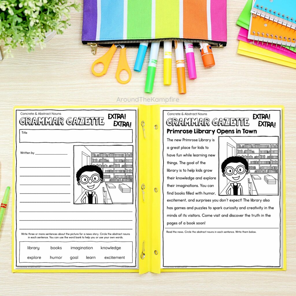 concrete and abstract nouns tworksheets