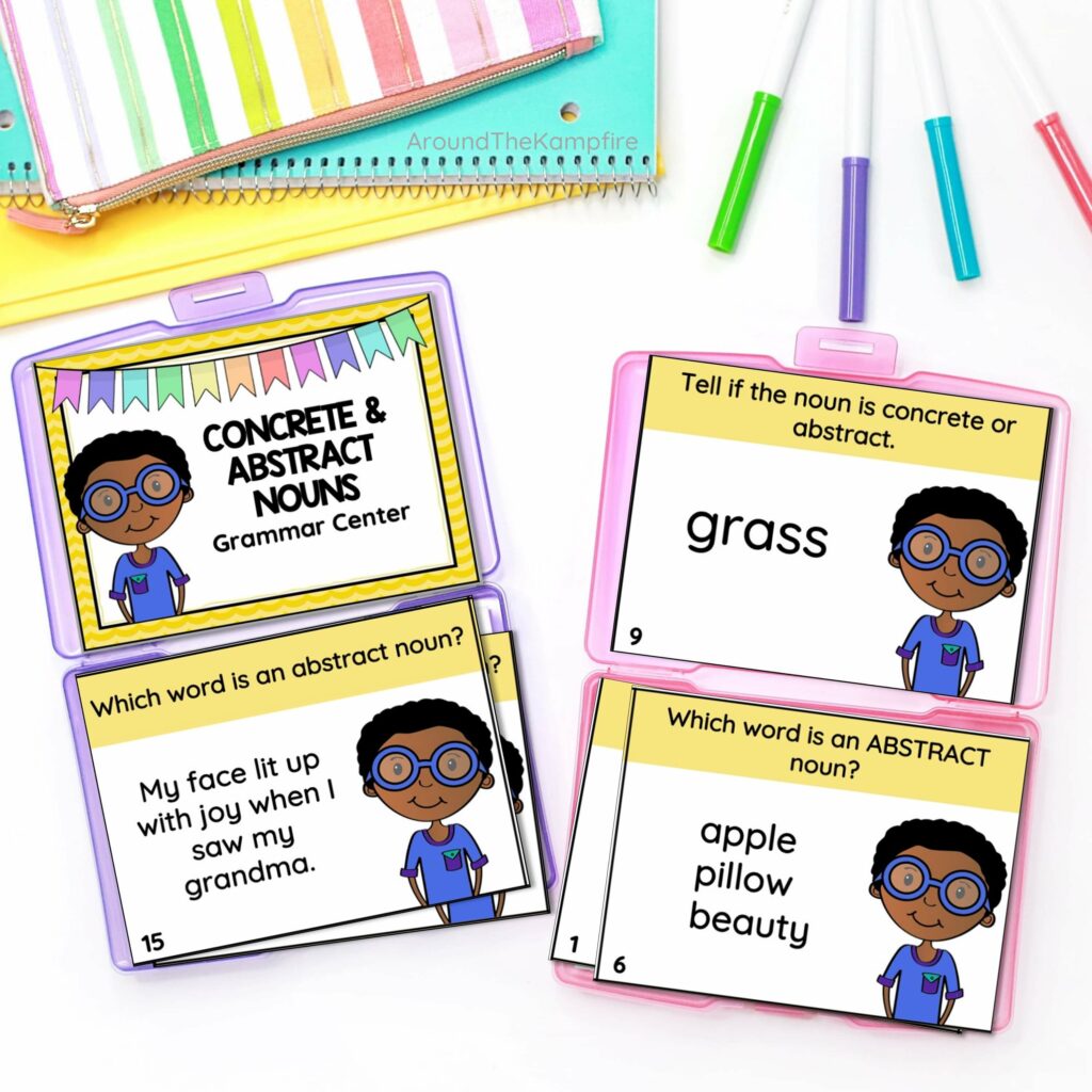 concrete and abstract nouns task cards