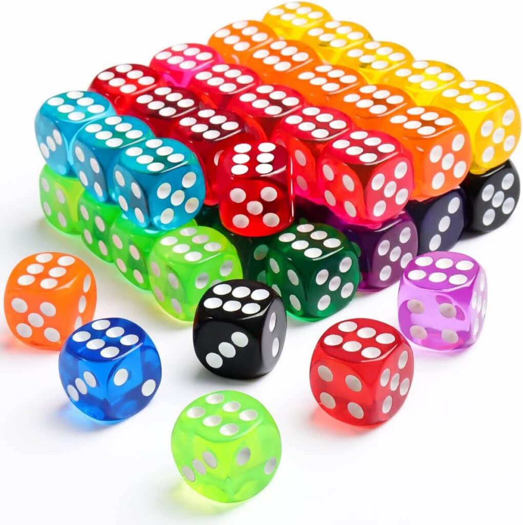 colored dice. 
