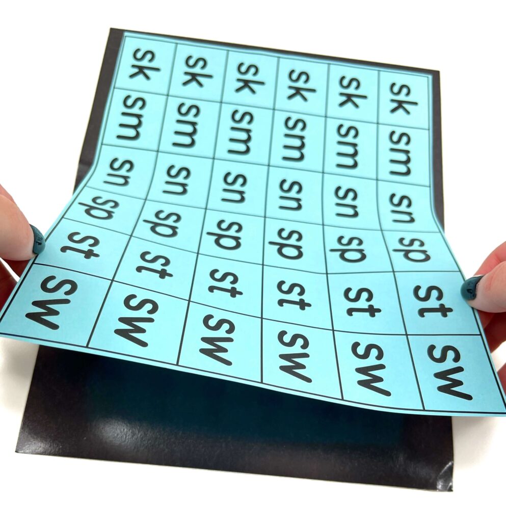 DIY magnetic letter cards in phonics blends