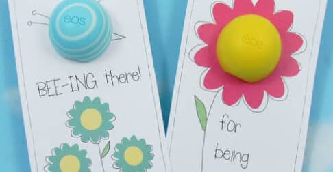 EOS lip balm free gift tags for classroom volunteers.