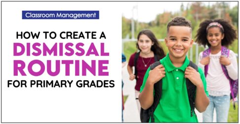 Kids with backpacks at dismissal time from school