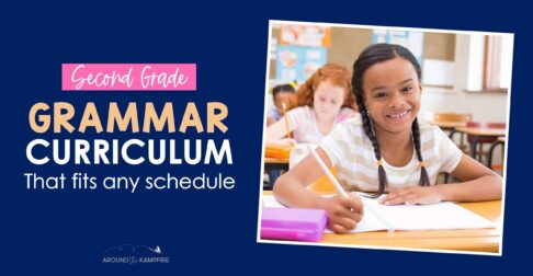 2nd grade grammar curriculum that fits any schedule with a student writing in a notebook.