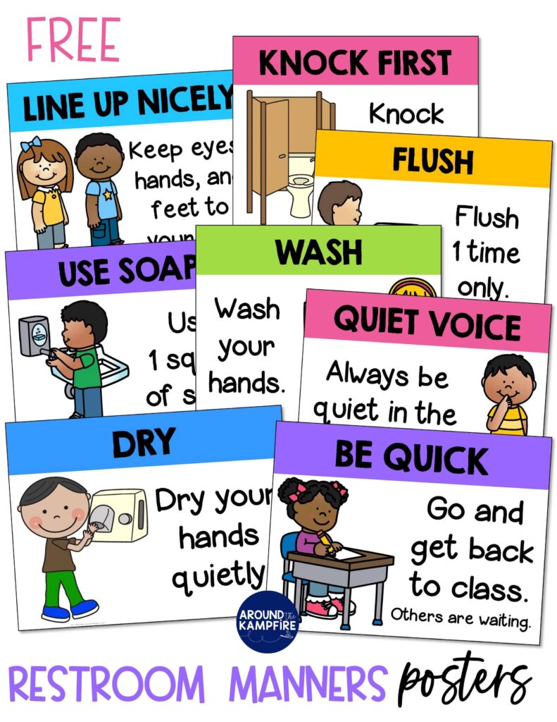 free bathroom restroom rules manners posters