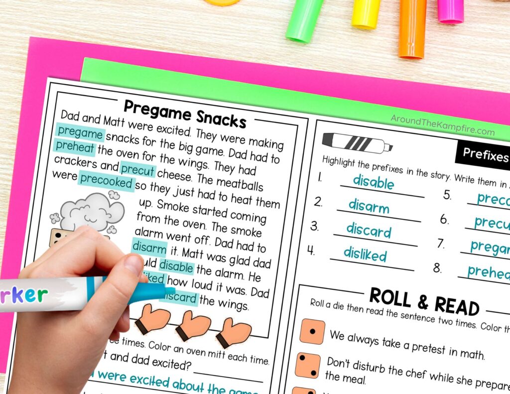 Decodable phonics passages for 2nd grade students to practice reading words with prefixes and sufixes.