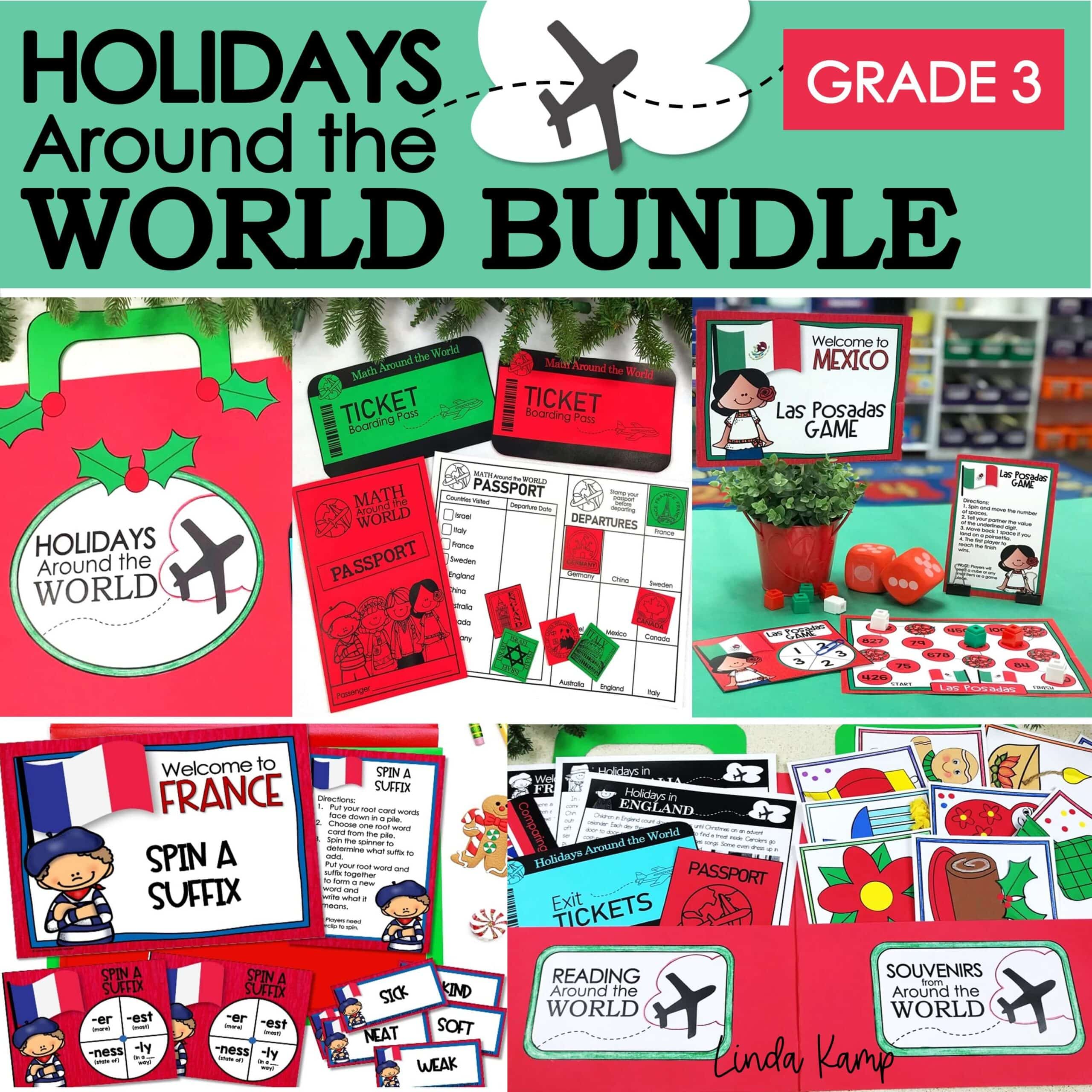 holidays around the world 3rd grade bundle with literacy centers