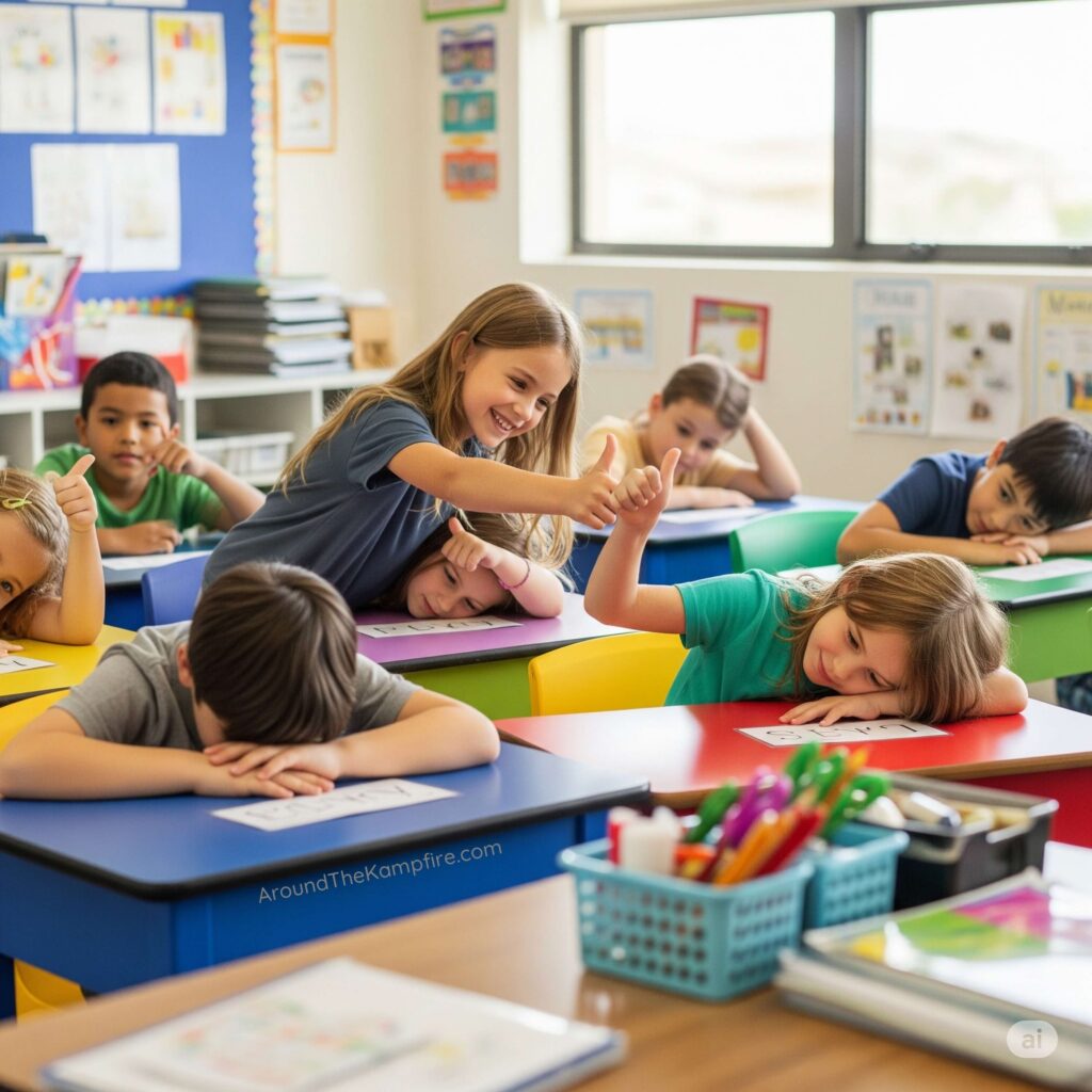 Indoor recess ideas kids playing thumbs up.