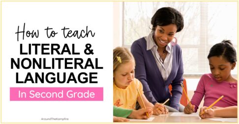 A teacher teaching students the difference between literal and nonliteral language in 2nd grade
