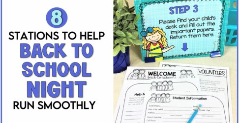 Back to school night stations for parents at open house.
