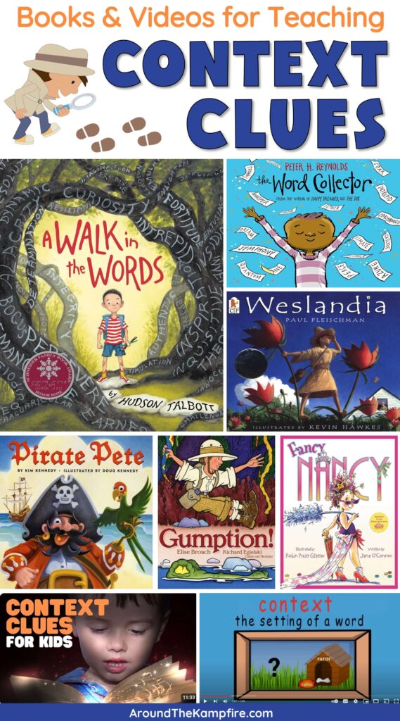 Books and videos for teaching students to find context clues for unknown words while reading.