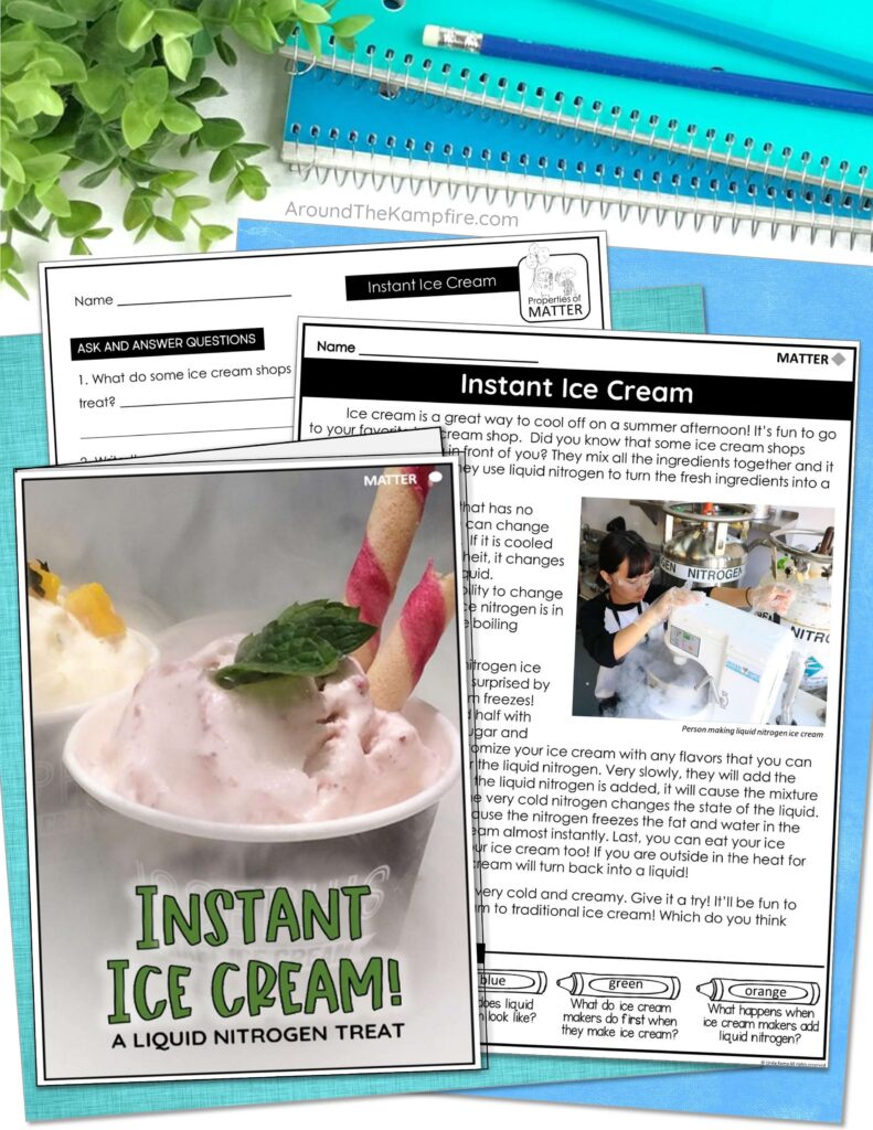 Reading passage on how to make nitrogen ice cream.