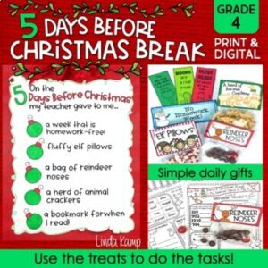 5 Days before Christmas countdown for the classroom.