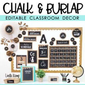 Burlap and Chalkboard Classroom Decor