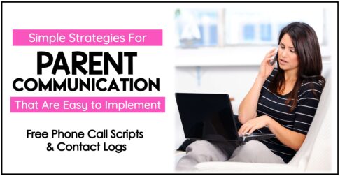 A teacher on the phone at her laptop in an article about Parent-Teacher Communication Strategies