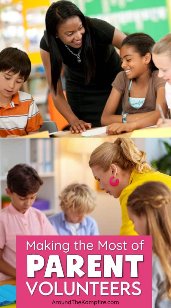 Parents volunteering in a classroom