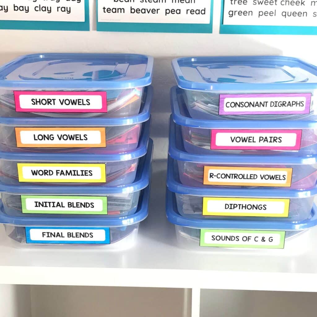 phonics centers storage