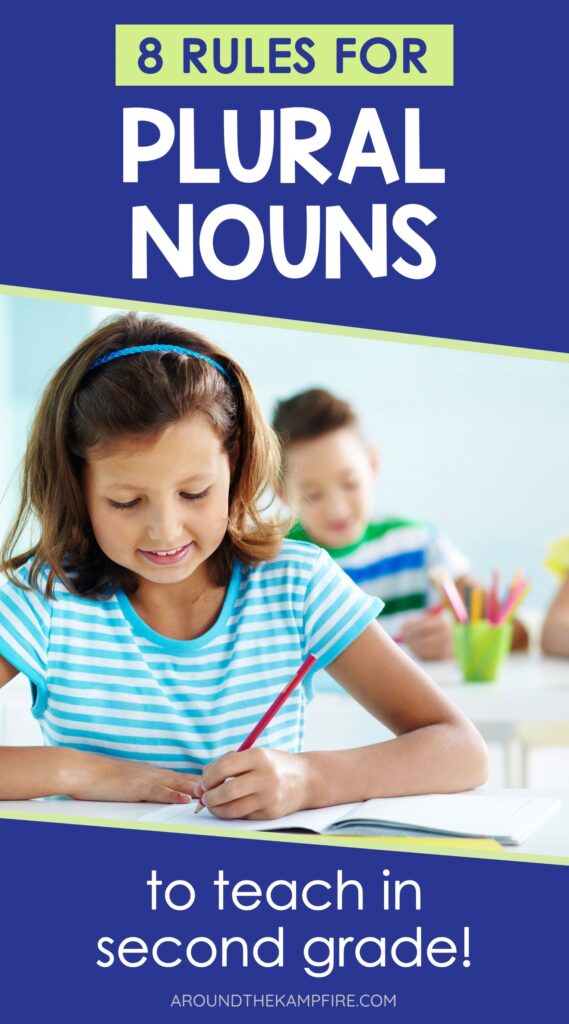 2nd grade girl learning the plural noun rules during a grammar lesson