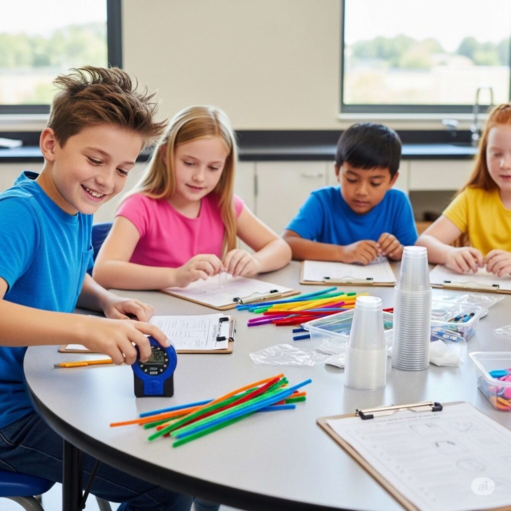 Students in science class shown in an article with tips for classroom management for science experiments.