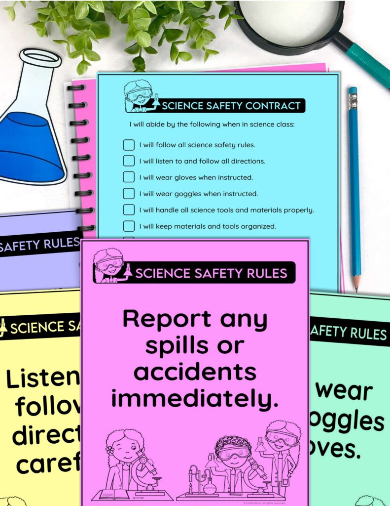 science safety rules poster & safety contract for students