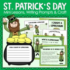 St. Patrick's Day craft, mini lessons and worksheets.