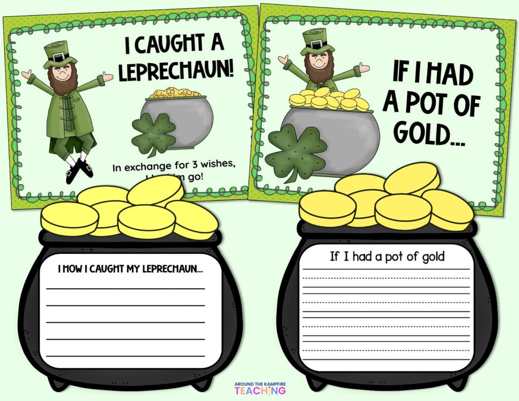 St. Patrick's Day writing craft with If I Had A Pot Of Gold writing prompt.