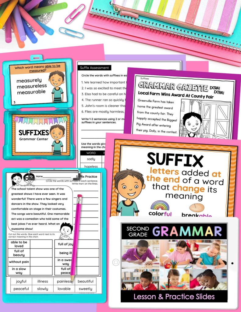 Suffix activities for 2nd graders. 