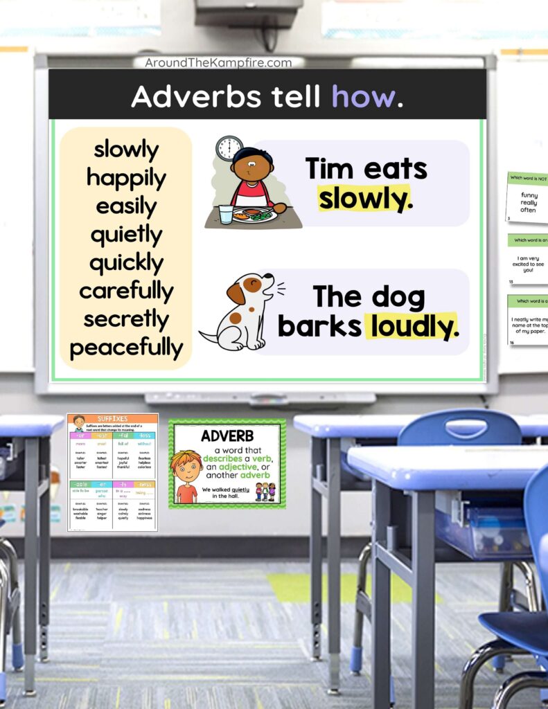 Lesson slides for how to teach adverbs