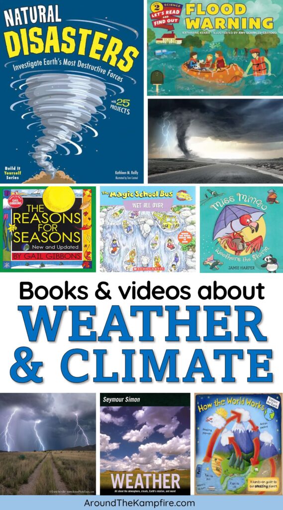 Pictures of books about weather and climate for kids.