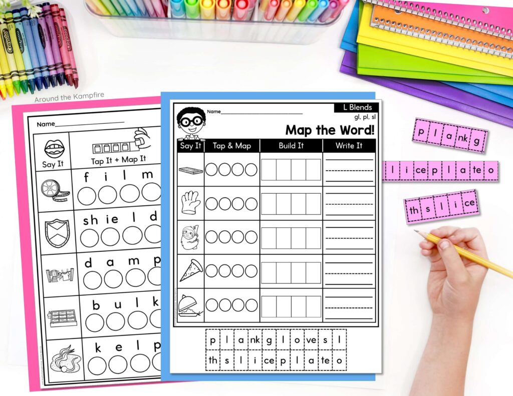 word mapping activity for reading words with beginning and ending blends