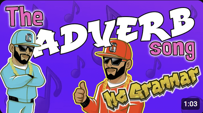 The Adverb song on Youtube screenshot. 