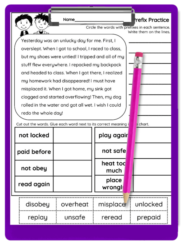 Prefix worksheet. 