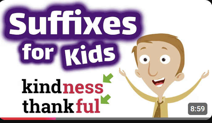 Suffixes for Kids video screenshot. 